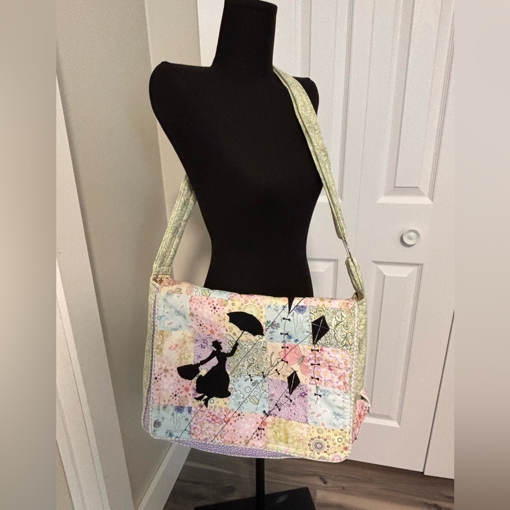 Patchwork Handmade Quilt Messenger Laptop or Diaper Shoulder Bag Mary Poppins
